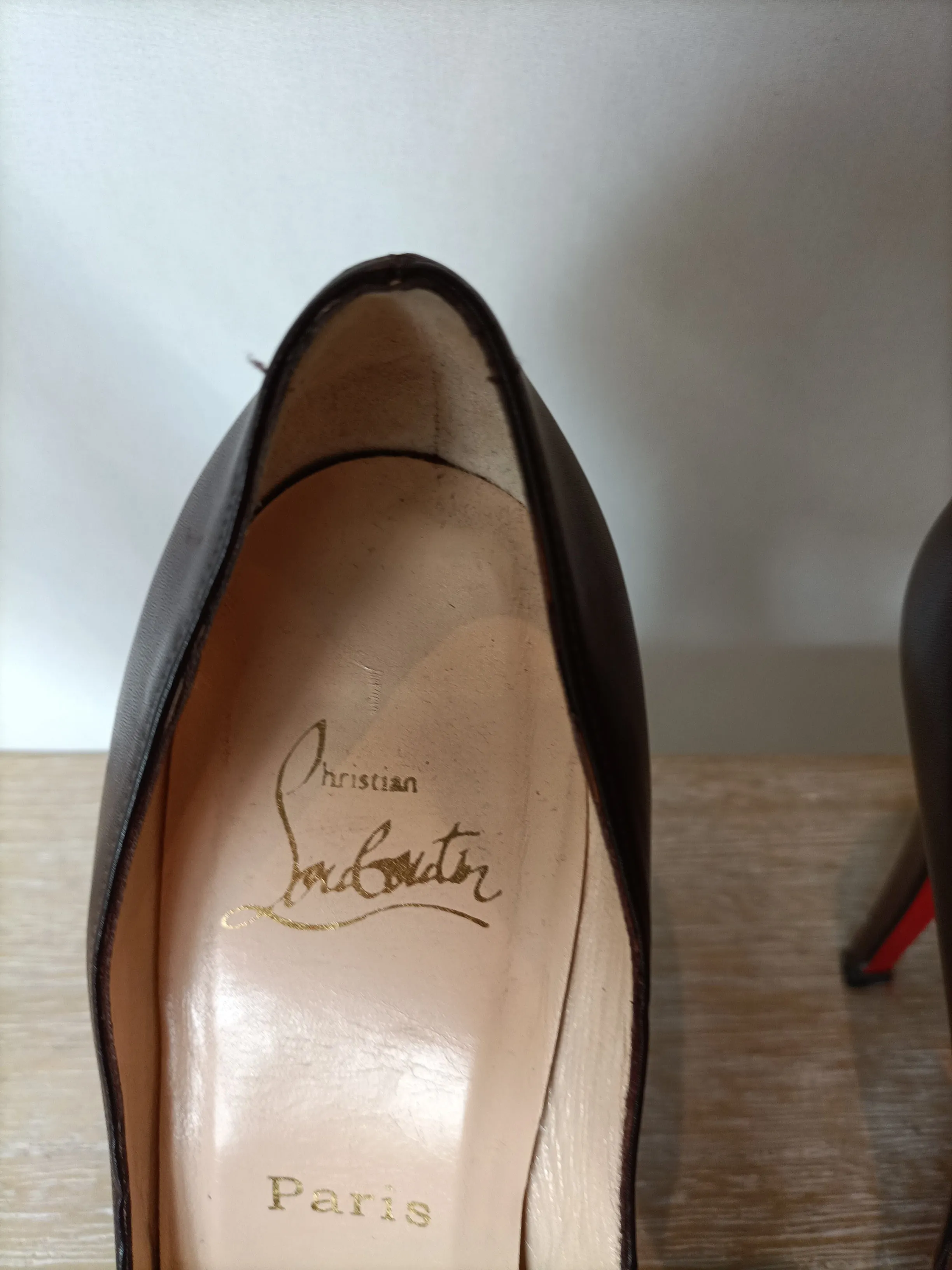 Christian Louboutin Brown Peep-toe Heels Size 37.5