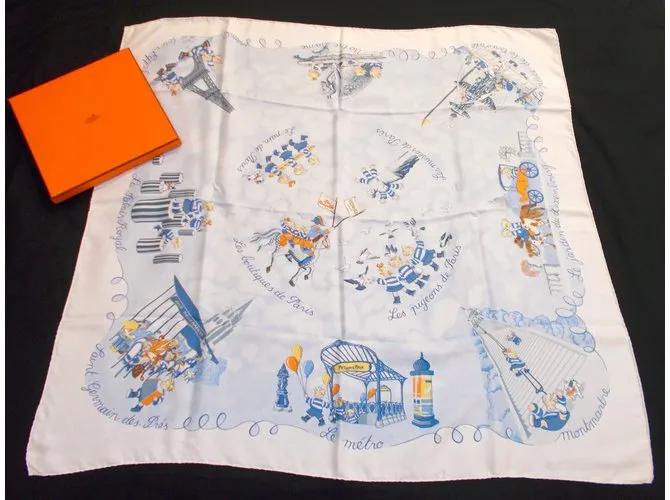 White silk Hermès scarf.