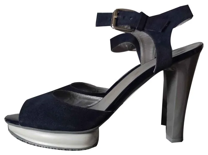 Hogan Navy Blue Heeled Sandals