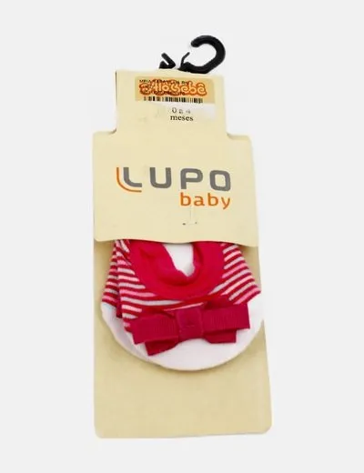 Pink striped bow sock wolf