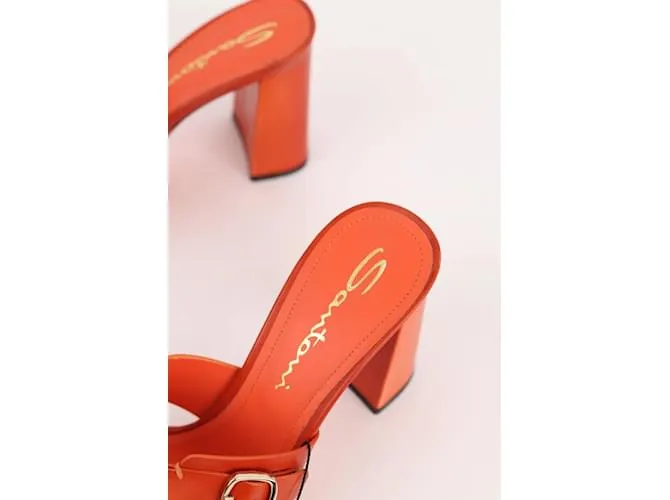 Orange Leather Santoni Heels