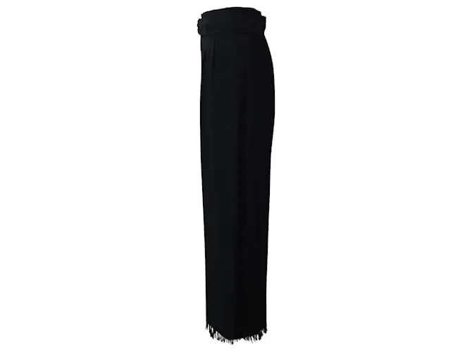 Black Wide Leg Trousers with Triacetate Belt by Nanushka