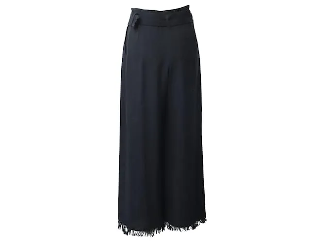 Black Wide Leg Trousers with Triacetate Belt by Nanushka