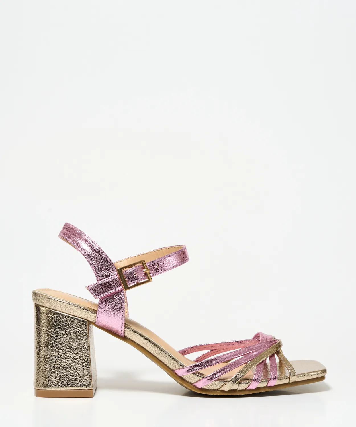 Metallic Strappy Heel Sandal